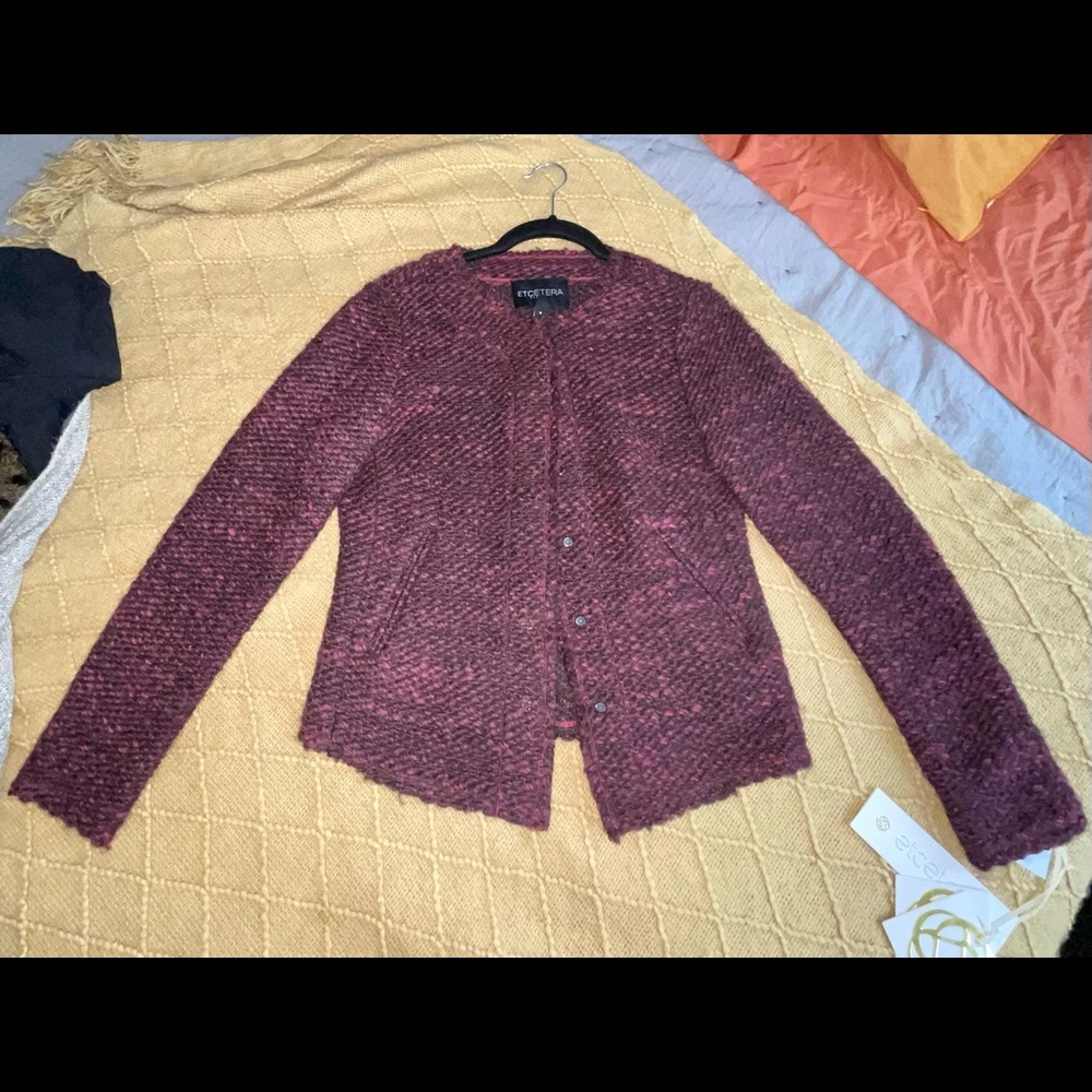 Etcetera Red & Black Wool Blend Blazer